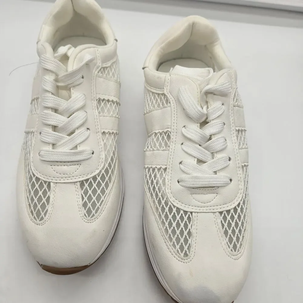 Dolce Vita Jammy Woven Mesh Sneakers Sz 10 White Womens Lace Comfort Breathable